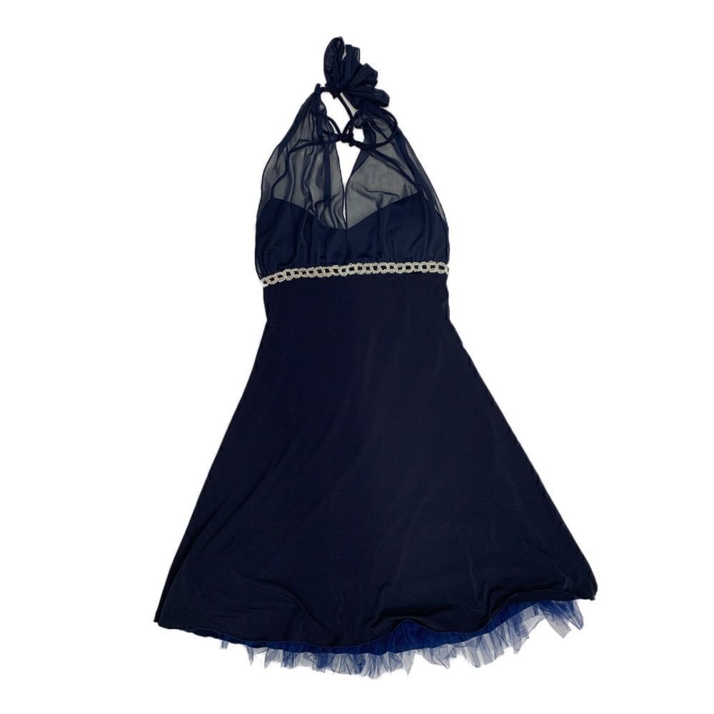 Teeze Me Navy halter dress w/silver sparkl… - Picture 3 of 11